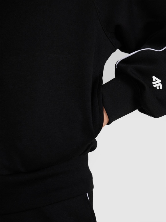 Damska bluza dresowa rozpinana z kapturem 4F 4FRAW25TSWSF2410 - czarna