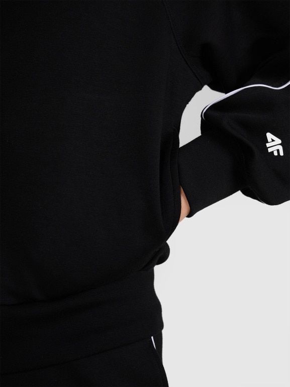 Damska bluza dresowa rozpinana z kapturem 4F 4FRAW25TSWSF2410 - czarna