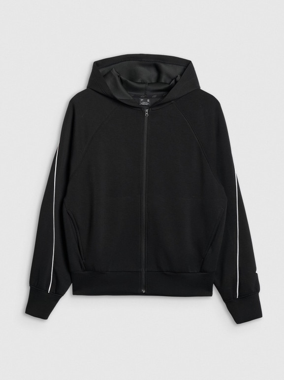 Damska bluza dresowa rozpinana z kapturem 4F 4FRAW25TSWSF2410 - czarna