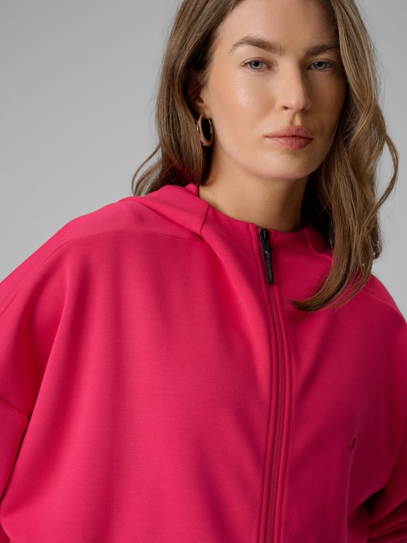 Damska bluza dresowa rozpinana z kapturem 4F 4FRSS26TSWSF2994 - różowa