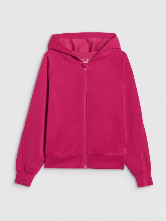 Damska bluza dresowa rozpinana z kapturem 4F 4FWAW25TSWSF1835 -  różowa