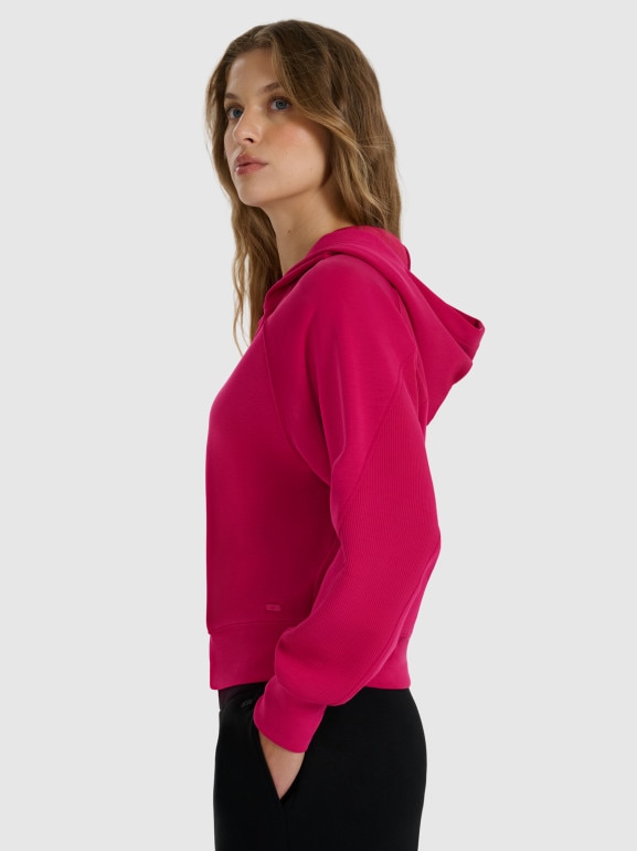 Damska bluza dresowa rozpinana z kapturem 4F 4FWAW25TSWSF1835 -  różowa