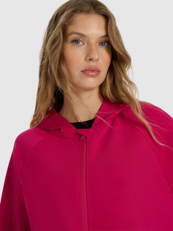 Damska bluza dresowa rozpinana z kapturem 4F 4FWAW25TSWSF1835 -  różowa