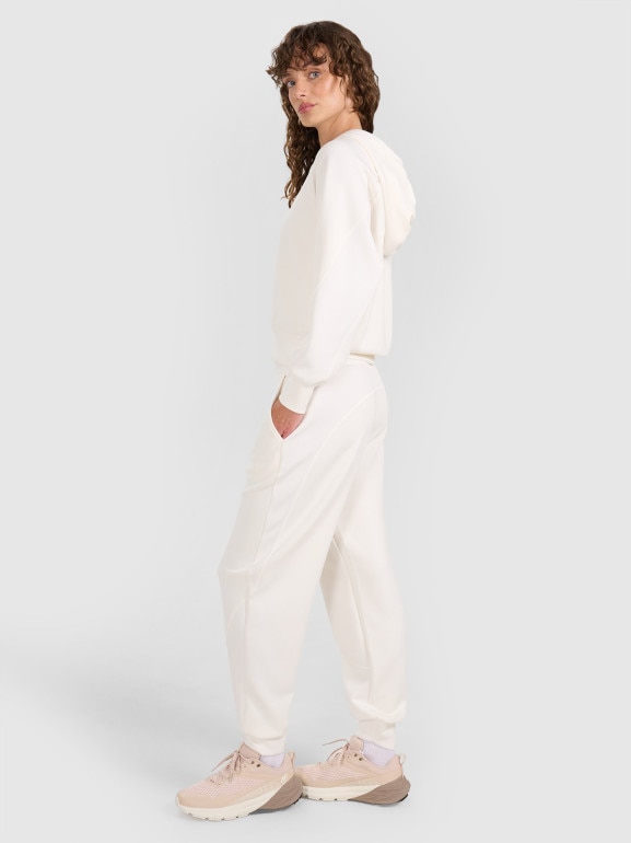 Damska bluza dresowa rozpinana z kapturem 4F 4FWAW25TSWSF1835 - biała