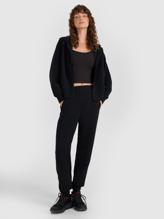 Damska bluza dresowa rozpinana z kapturem 4F 4FWAW25TSWSF1835 - czarna