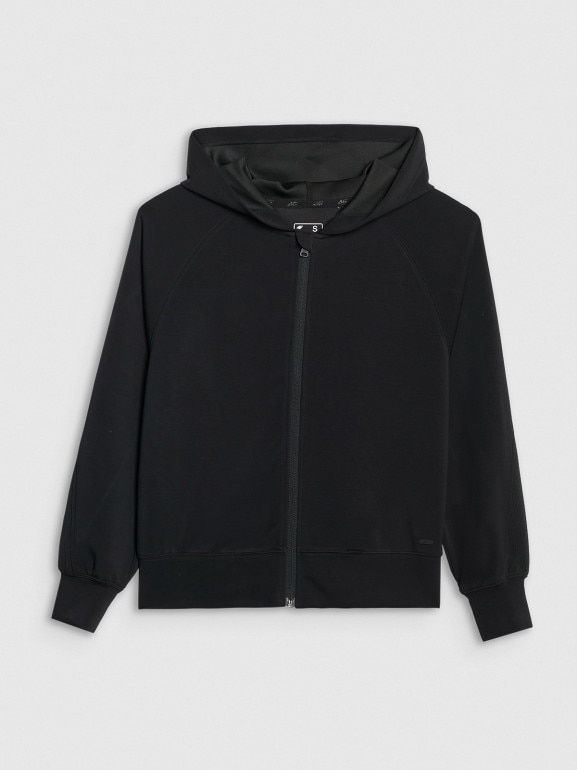 Damska bluza dresowa rozpinana z kapturem 4F 4FWAW25TSWSF1835 - czarna