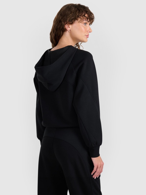 Damska bluza dresowa rozpinana z kapturem 4F 4FWAW25TSWSF1835 - czarna