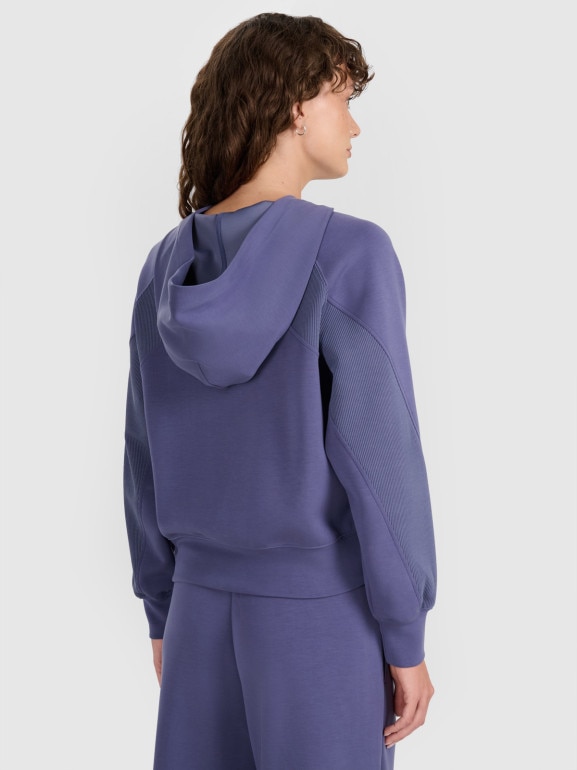 Damska bluza dresowa rozpinana z kapturem 4F 4FWAW25TSWSF1835 - niebieska