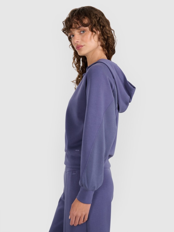 Damska bluza dresowa rozpinana z kapturem 4F 4FWAW25TSWSF1835 - niebieska