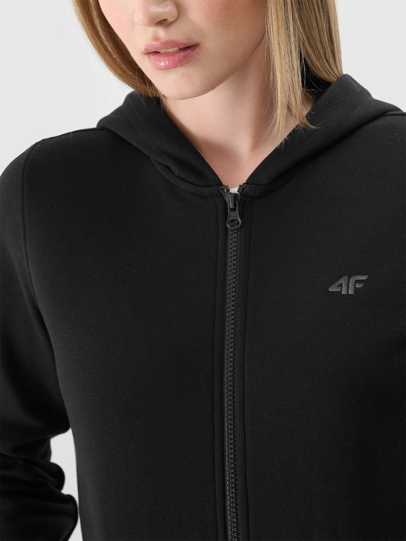 Damska bluza dresowa rozpinana z kapturem 4F 4FWMM00TSWSF1467 - czarna