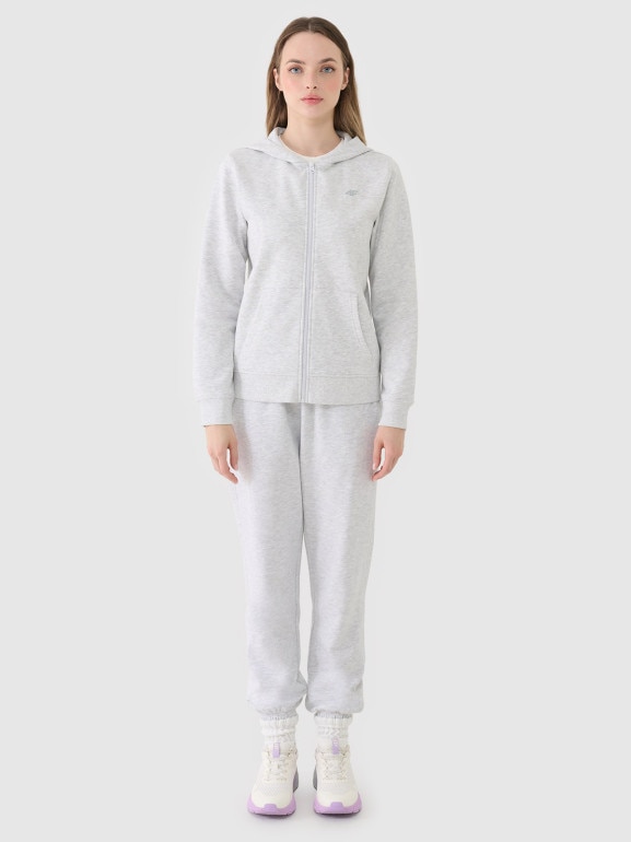 Damska bluza dresowa rozpinana z kapturem 4F 4FWMM00TSWSF2136 - szara