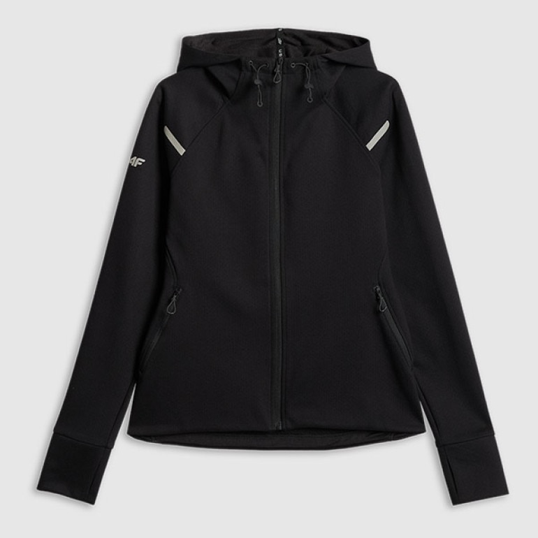 Damska bluza dresowa rozpinana z kapturem 4F 4FWSS26TSWSF2172 - czarna