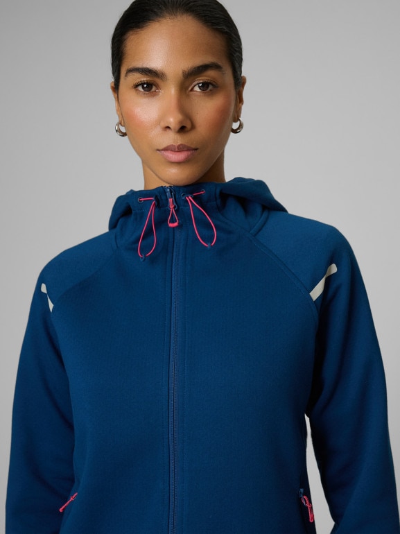 Damska bluza dresowa rozpinana z kapturem 4F 4FWSS26TSWSF2172 - granatowa