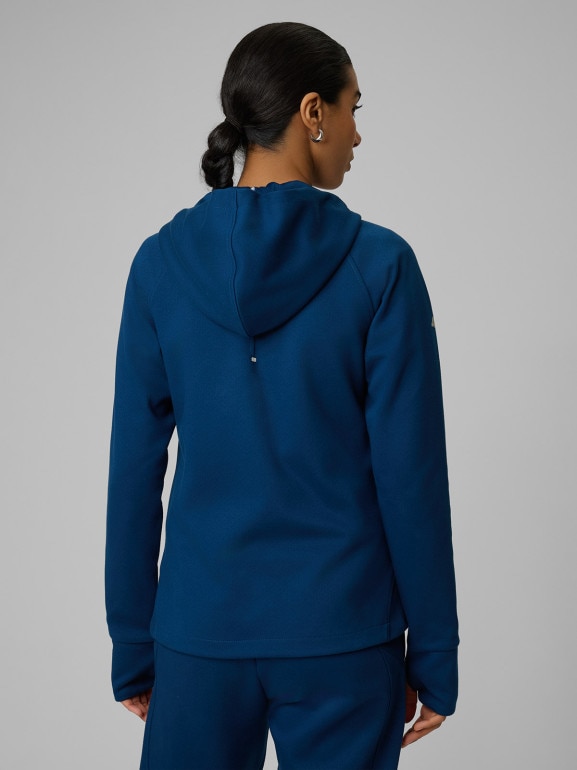 Damska bluza dresowa rozpinana z kapturem 4F 4FWSS26TSWSF2172 - granatowa
