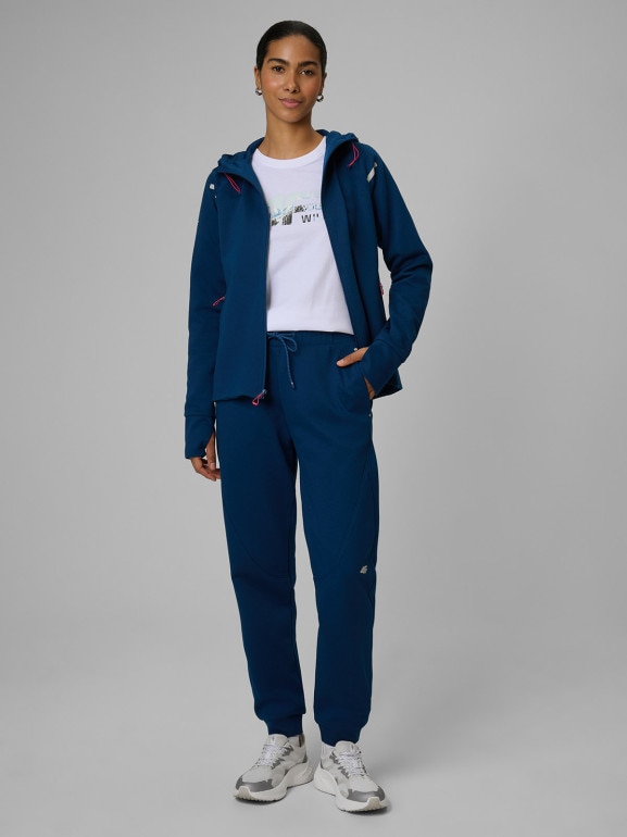 Damska bluza dresowa rozpinana z kapturem 4F 4FWSS26TSWSF2172 - granatowa