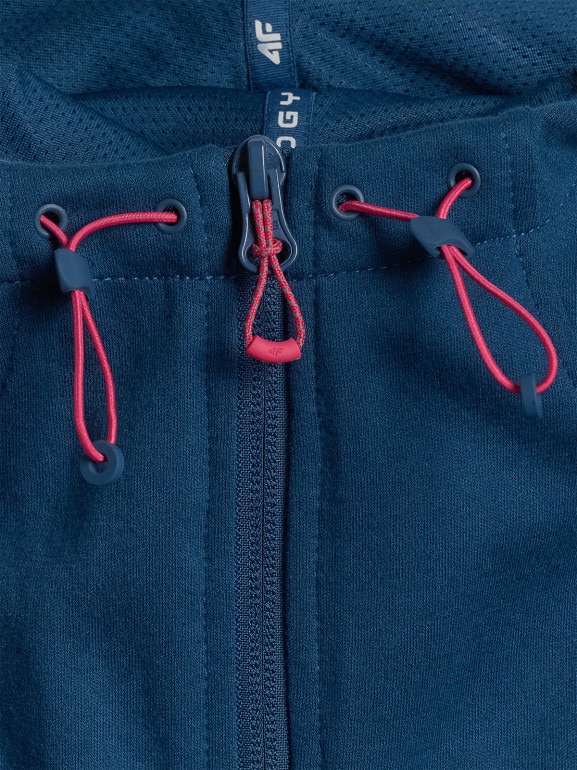 Damska bluza dresowa rozpinana z kapturem 4F 4FWSS26TSWSF2172 - granatowa