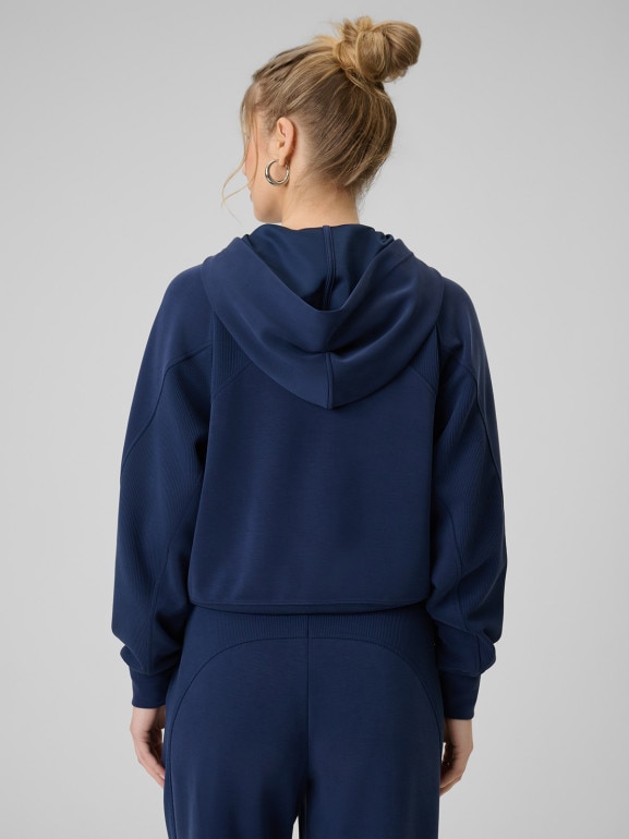 Damska bluza dresowa rozpinana z kapturem 4F 4FWSS26TSWSF2178 - granatowa