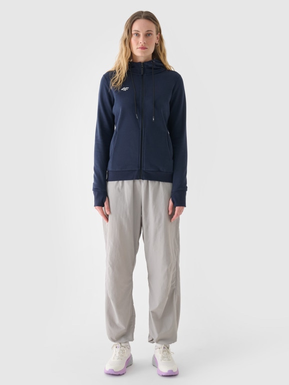 Damska bluza dresowa rozpinana z kapturem 4F NOSH4-BLD004B-30S - granatowa
