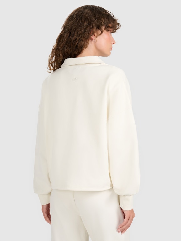 Damska bluza nierozpinana bez kaptura 4F 4FWAW25TSWSF1870 - beżowa