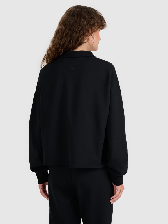 Damska bluza nierozpinana bez kaptura 4F 4FWAW25TSWSF1870 - czarna