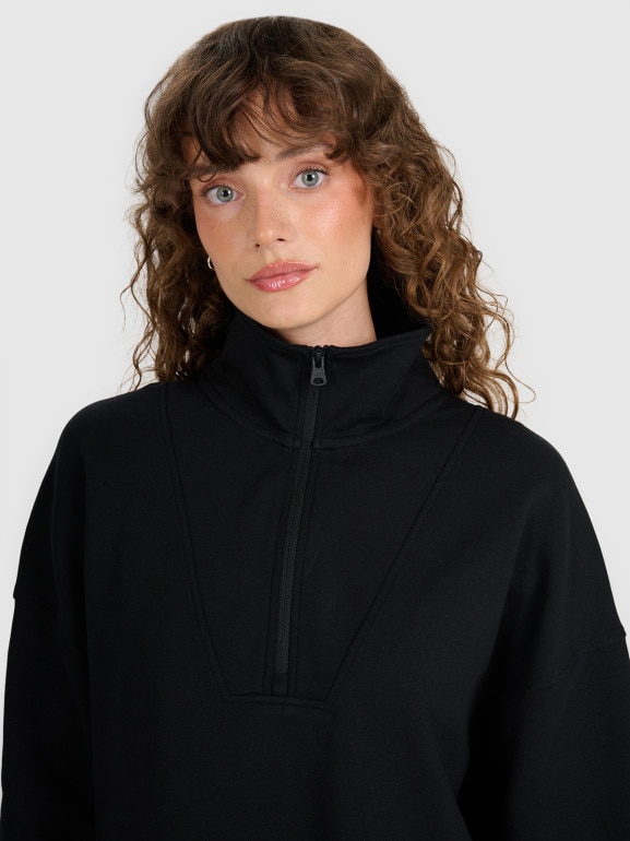 Damska bluza nierozpinana bez kaptura 4F 4FWAW25TSWSF1870 - czarna