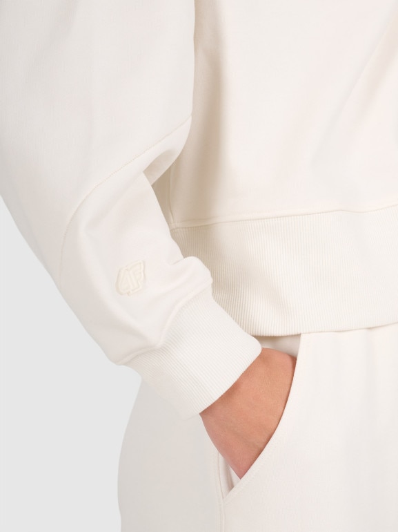 Damska bluza nierozpinana bez kaptura 4F 4FWAW25TSWSF1888 - beżowa