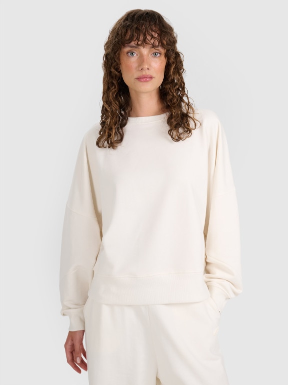 Damska bluza nierozpinana bez kaptura 4F 4FWAW25TSWSF1888 - beżowa