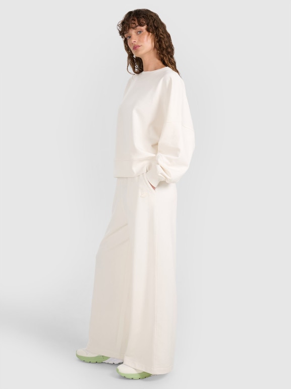 Damska bluza nierozpinana bez kaptura 4F 4FWAW25TSWSF1888 - beżowa