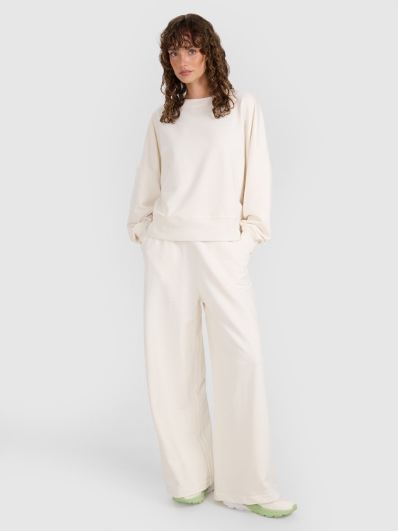 Damska bluza nierozpinana bez kaptura 4F 4FWAW25TSWSF1888 - beżowa