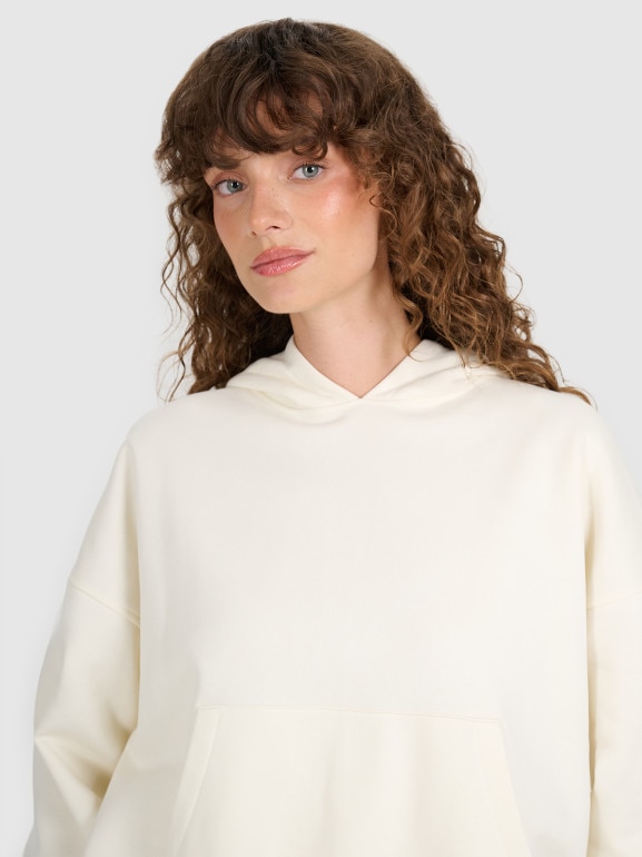 Damska bluza nierozpinana z kapturem 4F 4FWAW25TSWSF1887 - beżowa