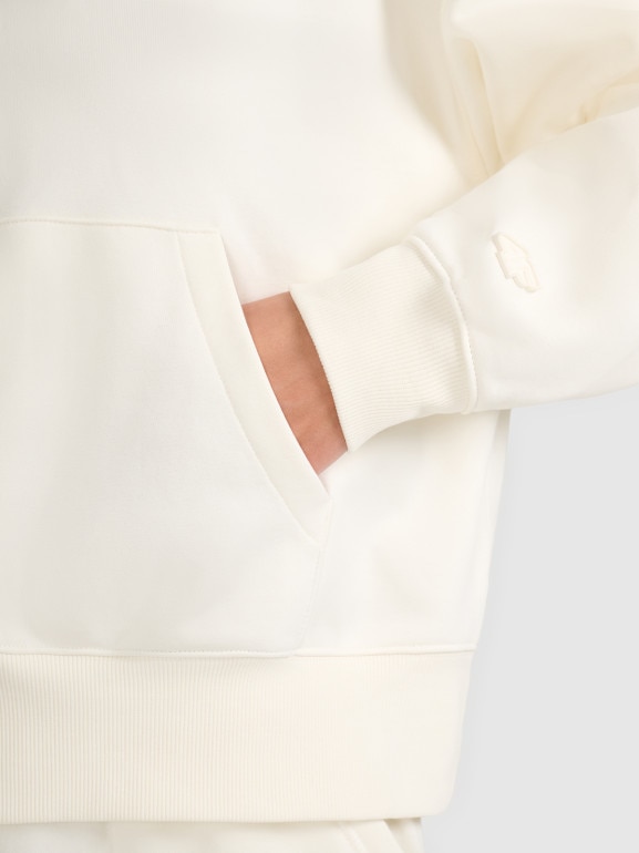 Damska bluza nierozpinana z kapturem 4F 4FWAW25TSWSF1887 - beżowa