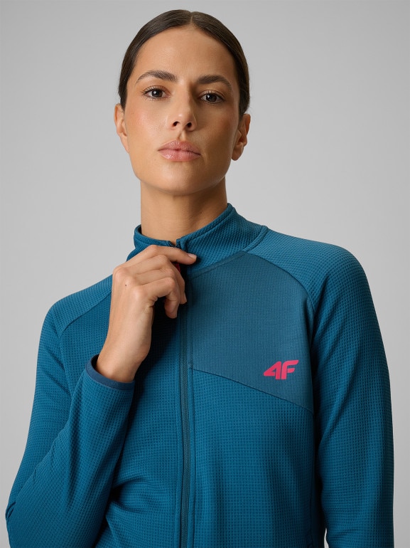 Damska bluza trekkingowa 4F 4FRSS26TFSWF0986 - turkusowa