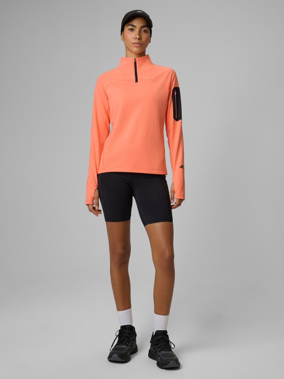 Damska bluza trekkingowa slim 4F 4FWSS26TFSWF642 - pomarańczowa