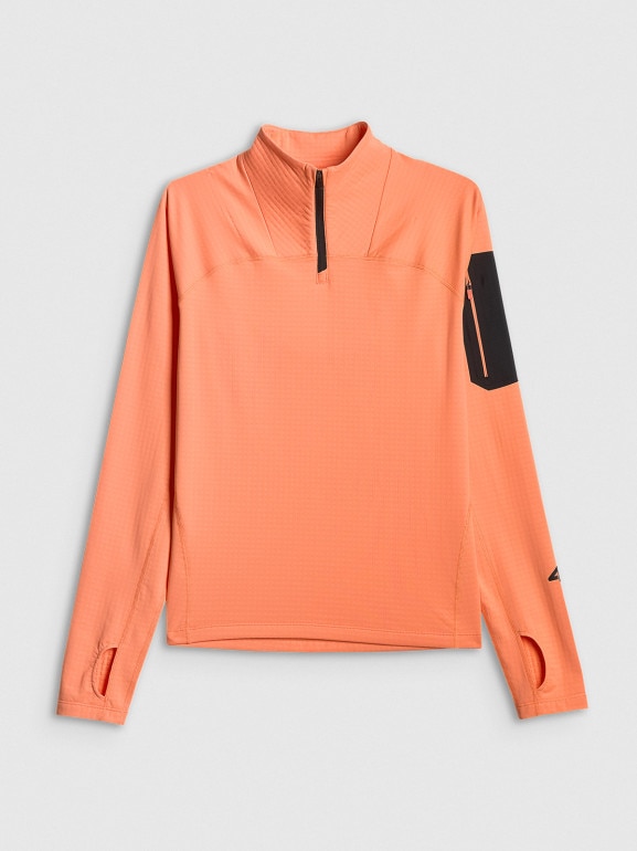 Damska bluza trekkingowa slim 4F 4FWSS26TFSWF642 - pomarańczowa