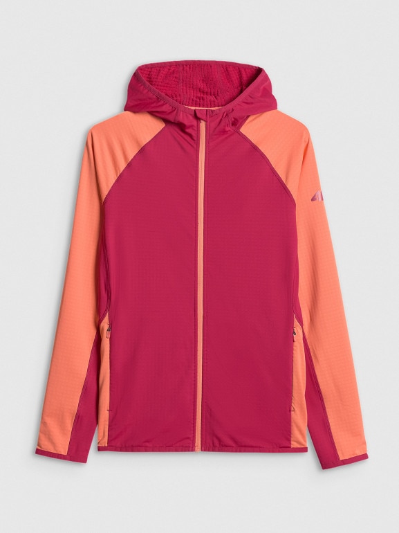 Damska bluza trekkingowa z kapturem 4F 4FWSS26TFSWF641 - czerwona