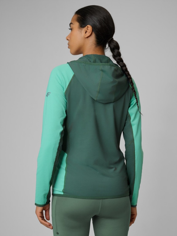 Damska bluza trekkingowa z kapturem 4F 4FWSS26TFSWF641 - zielona