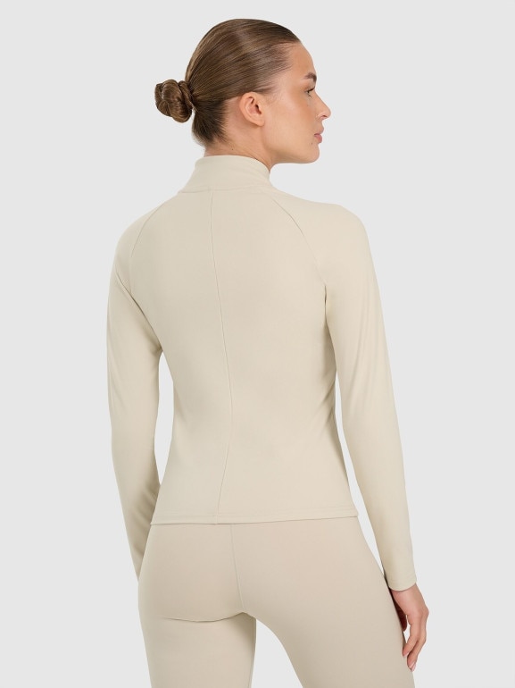 Damska bluza treningowa 4F 4FRAW25TFSWF0808 - beżowa