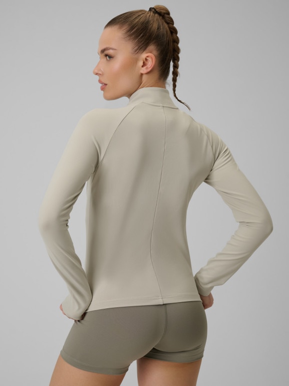 Damska bluza treningowa slim 4F 4FWSS26TFSWF0850 - beżowa
