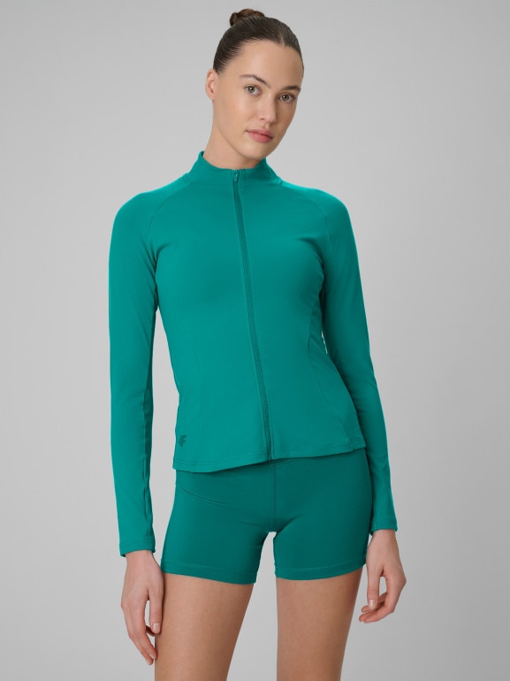 Damska bluza treningowa slim 4F 4FWSS26TFSWF0850 - zielona