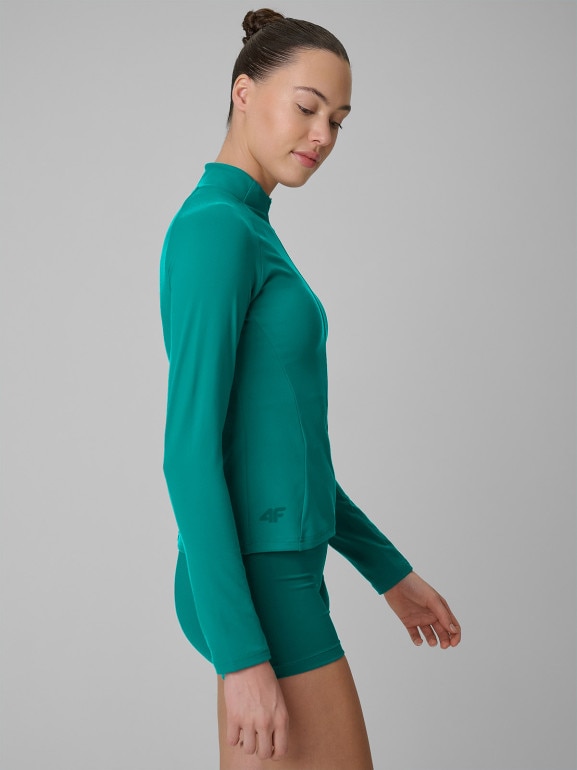 Damska bluza treningowa slim 4F 4FWSS26TFSWF0850 - zielona