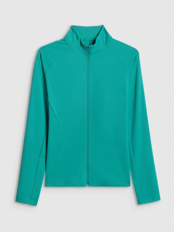 Damska bluza treningowa slim 4F 4FWSS26TFSWF0850 - zielona