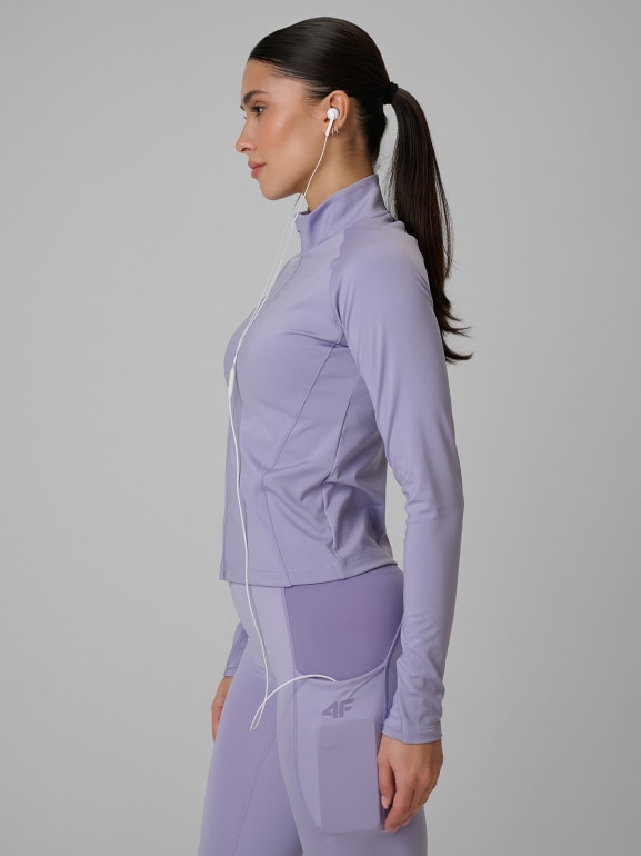 Damska bluza treningowa slim 4F 4FWSS26TFSWF645 - fioletowa