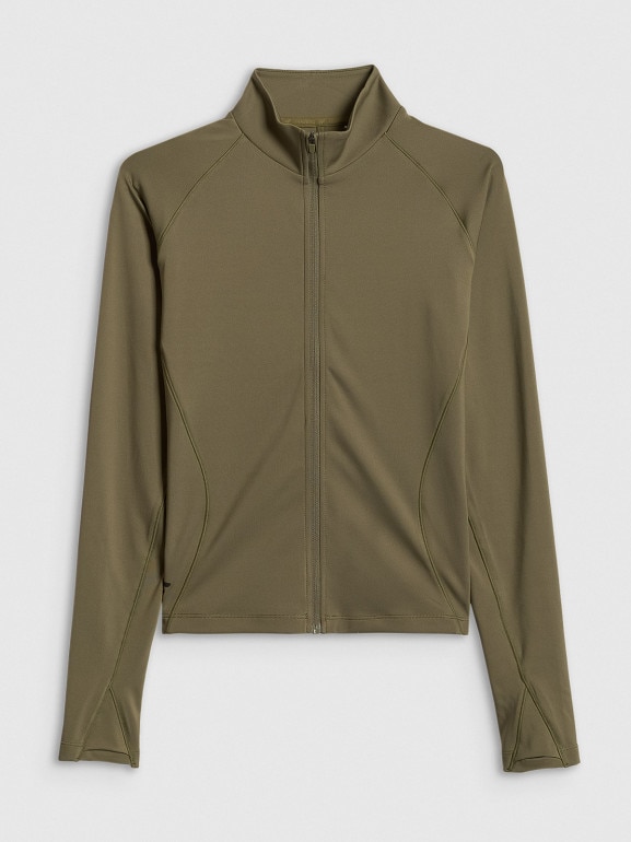 Damska bluza treningowa slim 4F 4FWSS26TFSWF645 - khaki
