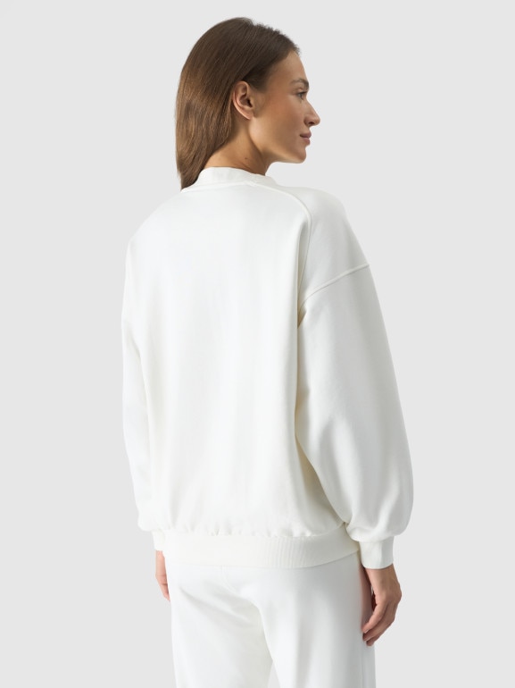 Damska bluza z nadrukiem bez kaptura 4F 4FRSS24TSWSF1756 - biała