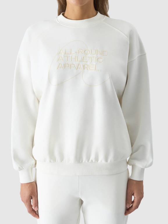 Damska bluza z nadrukiem bez kaptura 4F 4FRSS24TSWSF1756 - biała