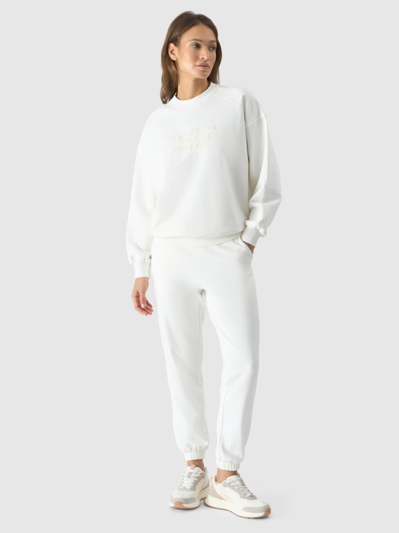 Damska bluza z nadrukiem bez kaptura 4F 4FRSS24TSWSF1756 - biała