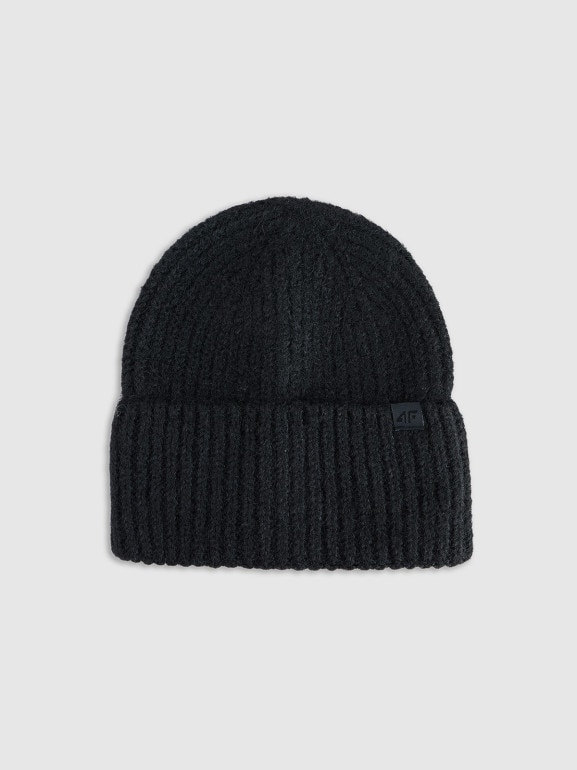 Damska czapka beanie zimowa 4F 4FRAW25ACAPF0729 - czarna
