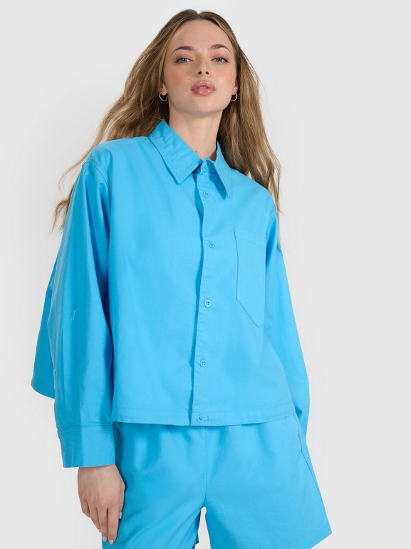 Damska koszula oversize 4F 4FRSS25TSHIF130 - niebieska