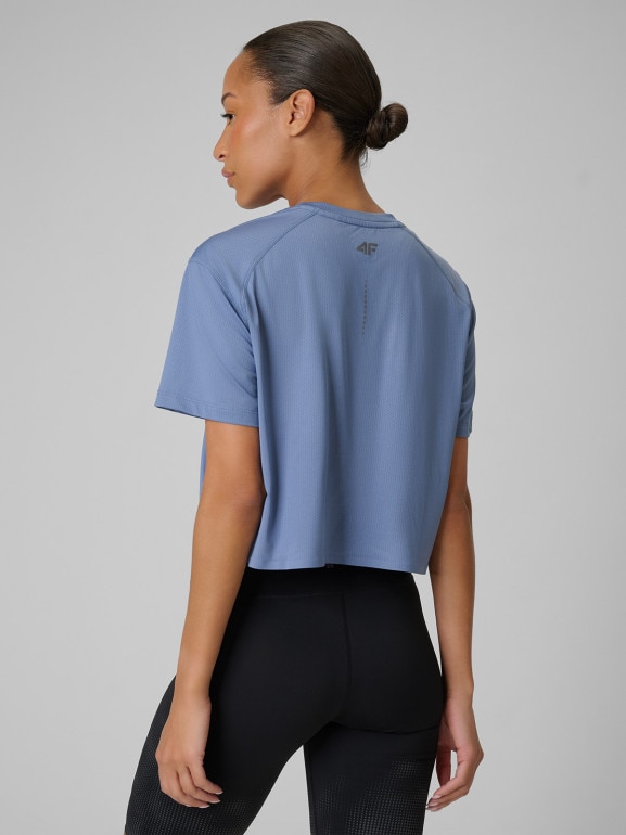 Damska koszulka do biegania 4F 4FRSS26TFTSF2318 - denim