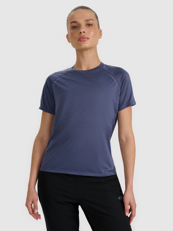 Damska koszulka do biegania 4F 4FWAW25TFTSF1502 - granatowa
